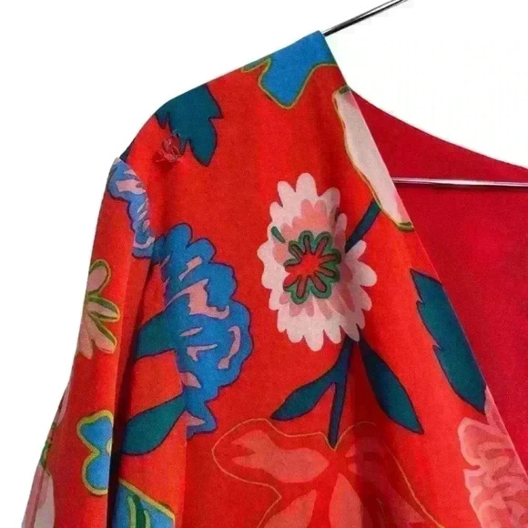 J Crew Vneck Soft Mini Dress In Floral Red Jade - Picture 8 of 12